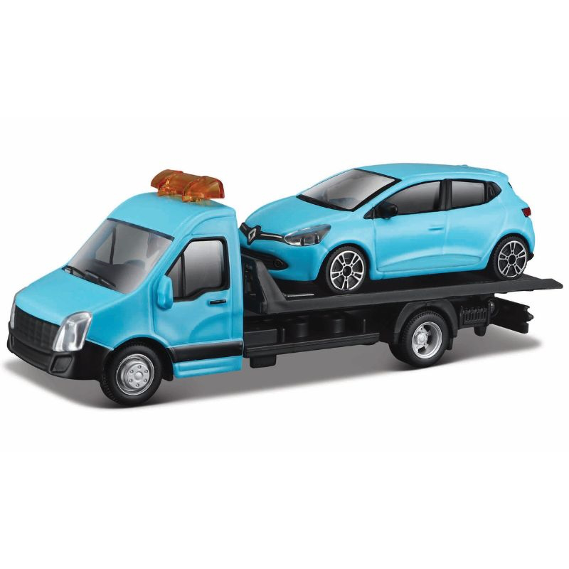Bburago 1:43 streetfire - flatbed with renault clio - blue, , medium-null