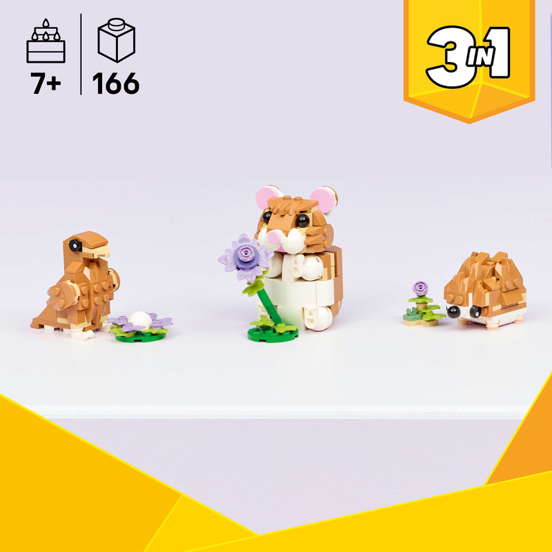 Lego creator 3-in-1 cute hamster with a flower, , medium-null