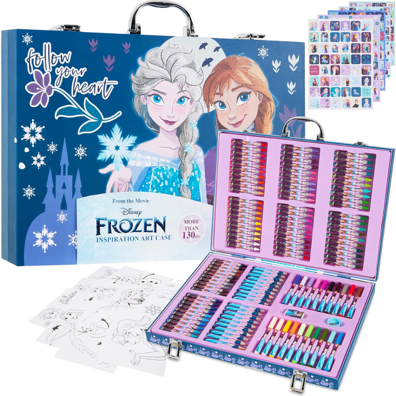 Σετ ζωγραφικής disney frozen 130 τεμάχια με κηρομπογιές, μαρκαδόρους, μολύβια & αυτοκόλλητα σε βαλιτσάκι για ατελείωτη δημιουργία!, , medium-null