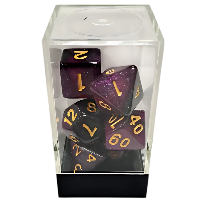 Product image: Kaissa starry purple-black/gold polyhedral 7-die set, , medium-null