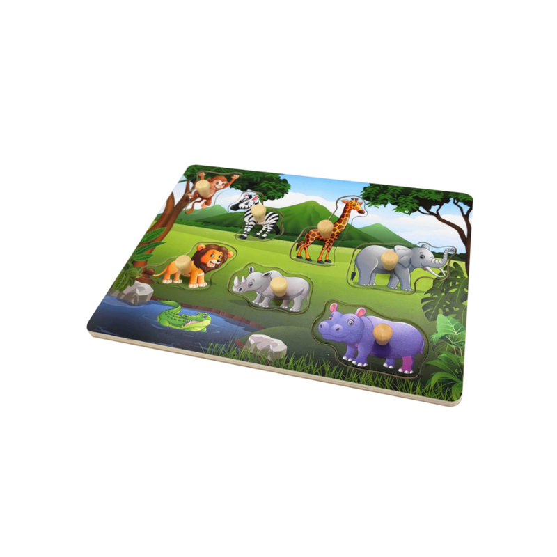 Wild animals 7pcs wood puzzle, , medium-null