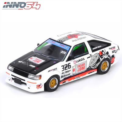 Inno models 1/64 toyota corolla levin ae86 #326 *trackerz racing*, white/black/red, , medium