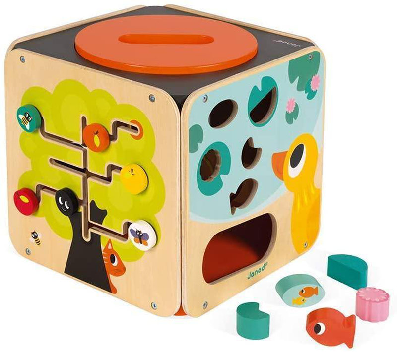Product image: Janod multi-activity wooden looping cube toy, , medium-null