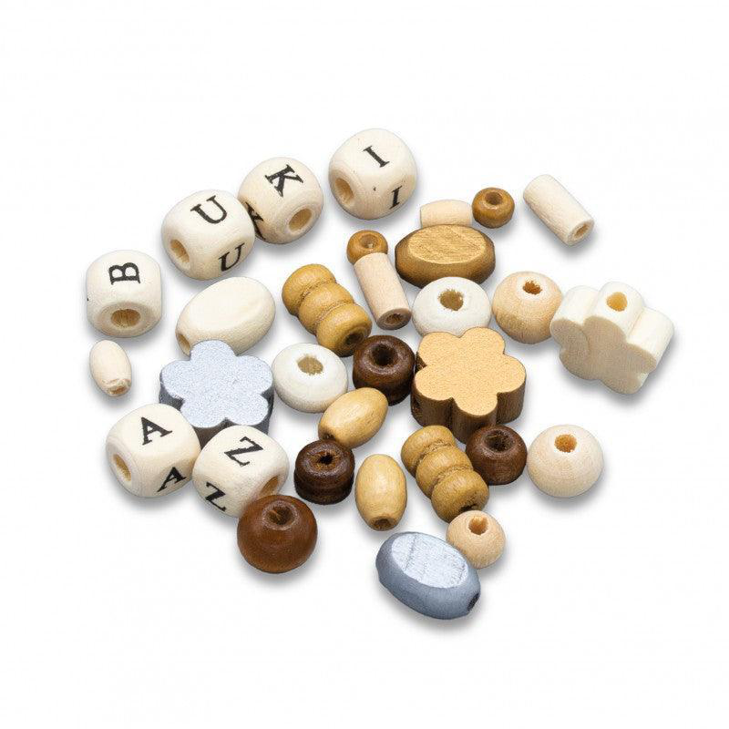 Buki france box of wooden beads &ndash; natural, , medium-null