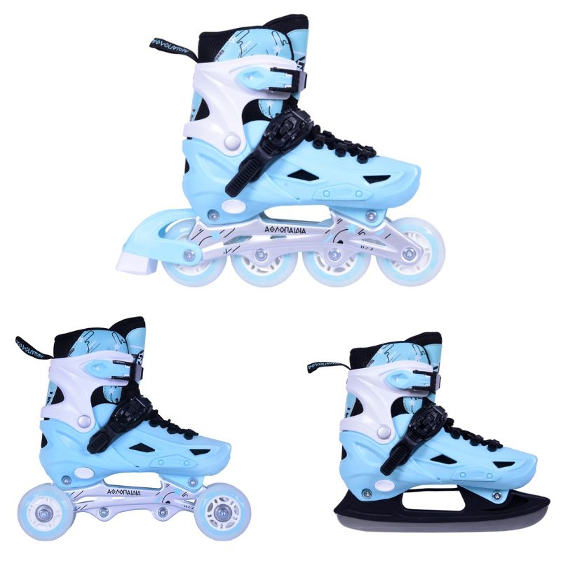 3k adjustable kids inline/roller skates/ice skates 3in1 10306ris-null