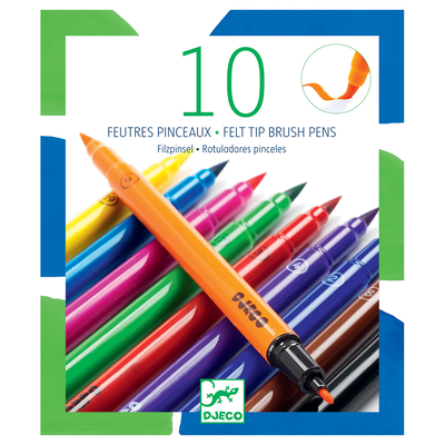 Djeco the colours 10 felt brushes - classic, , medium