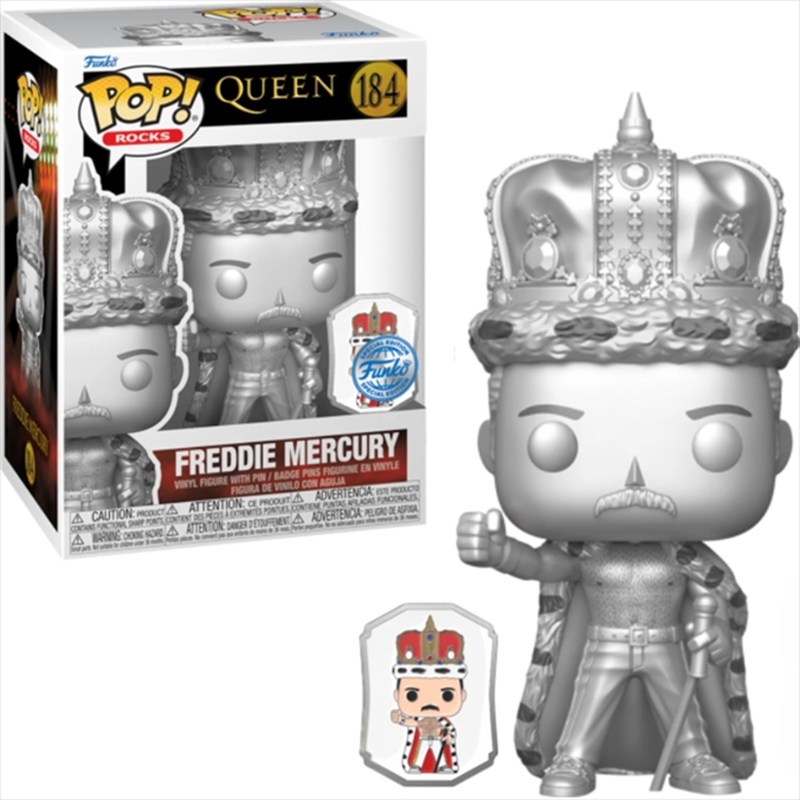 Funko pop! Rocks: queen - freddie mercury king platinum with pin special edition #184 vinyl figure, , medium-null