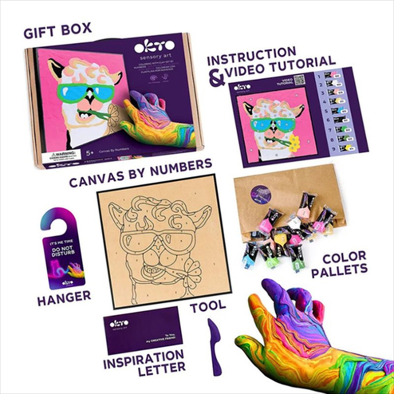 Okto coloring with clay set by numbers lama 20030, , medium-null
