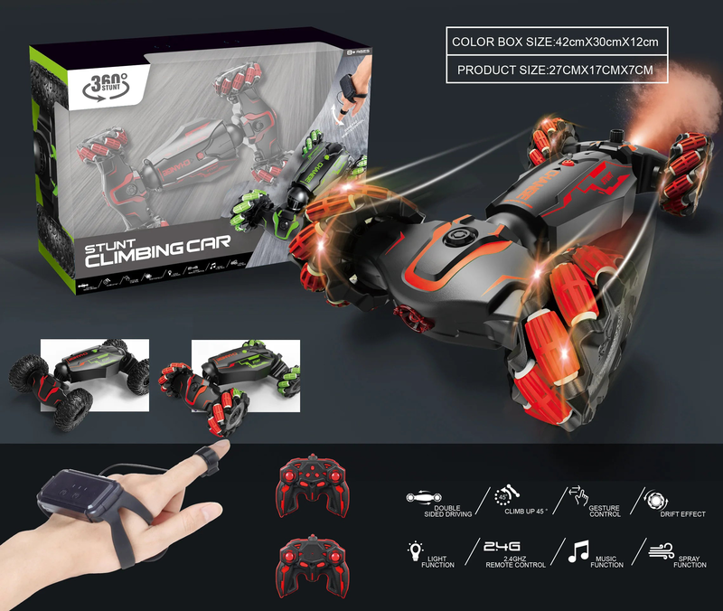 Rolling drifting rc stunt climbing car with lights - assortment, , medium-null