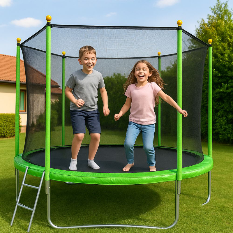 Ozzy τραμπολίνο παιδικό 10ft με δίχτυ ασφαλείας, σκάλα & αντοχή έως 100kg για ηλικίες 6+ ετών, , medium-null