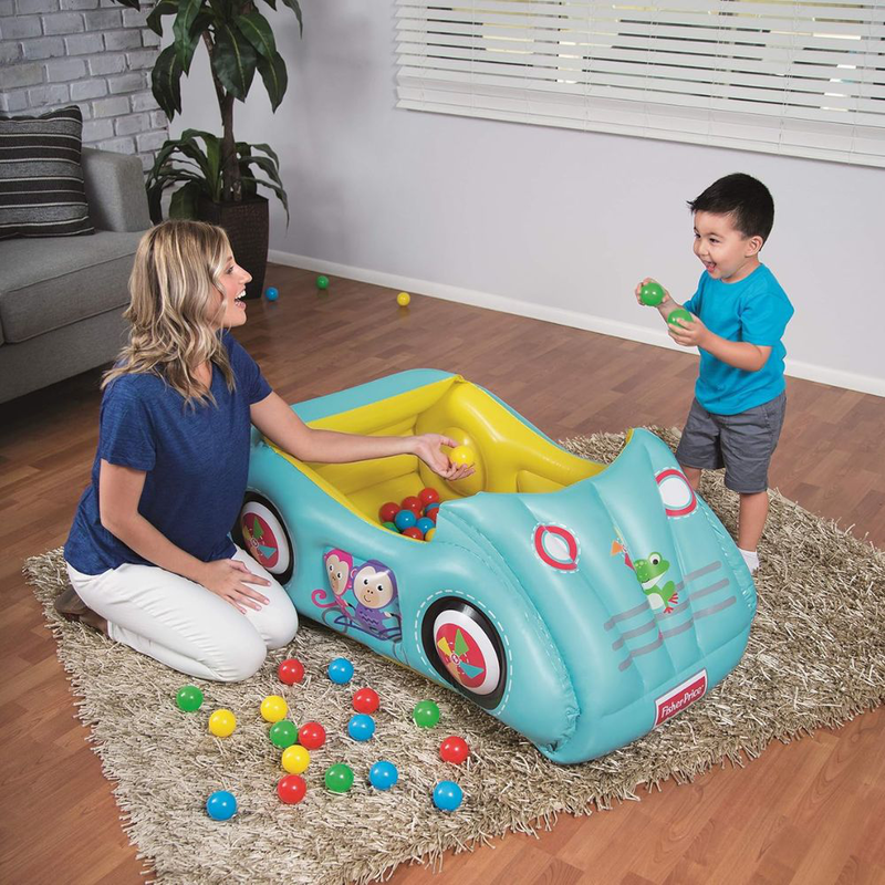 Bestway fisher-price φουσκωτό αυτοκινητάκι 119 x 79 x 51 cm με 25 χρωματιστές μπάλες, , medium-null