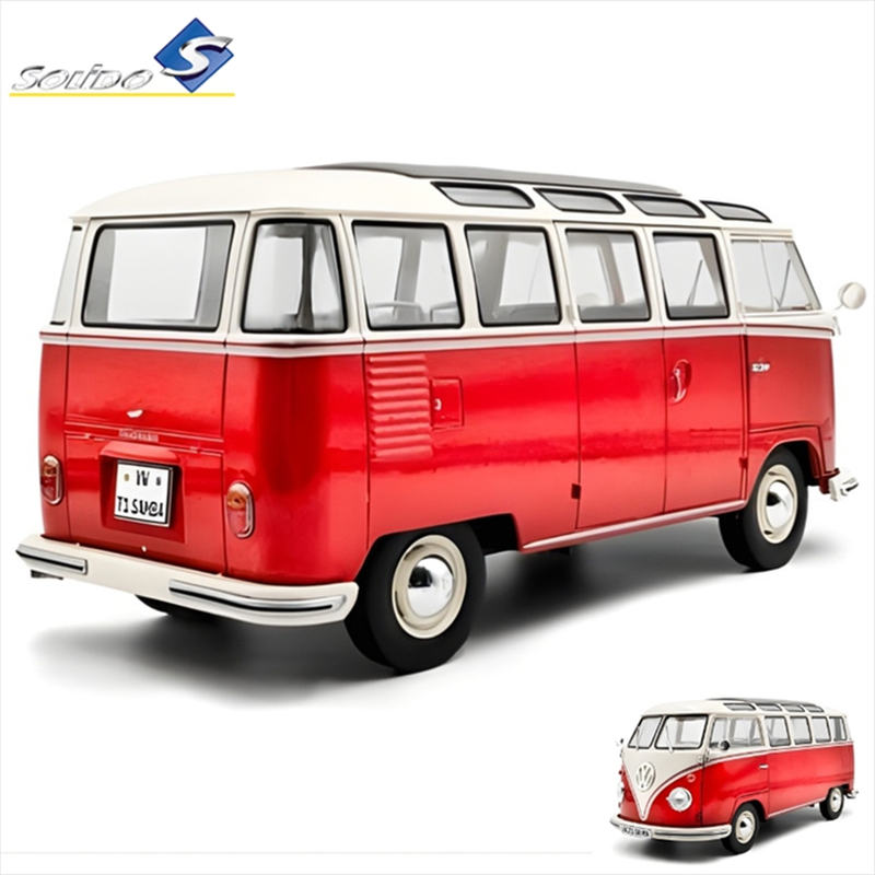Solido 1/18 1962 volkswagen samba, red/white, , medium-null