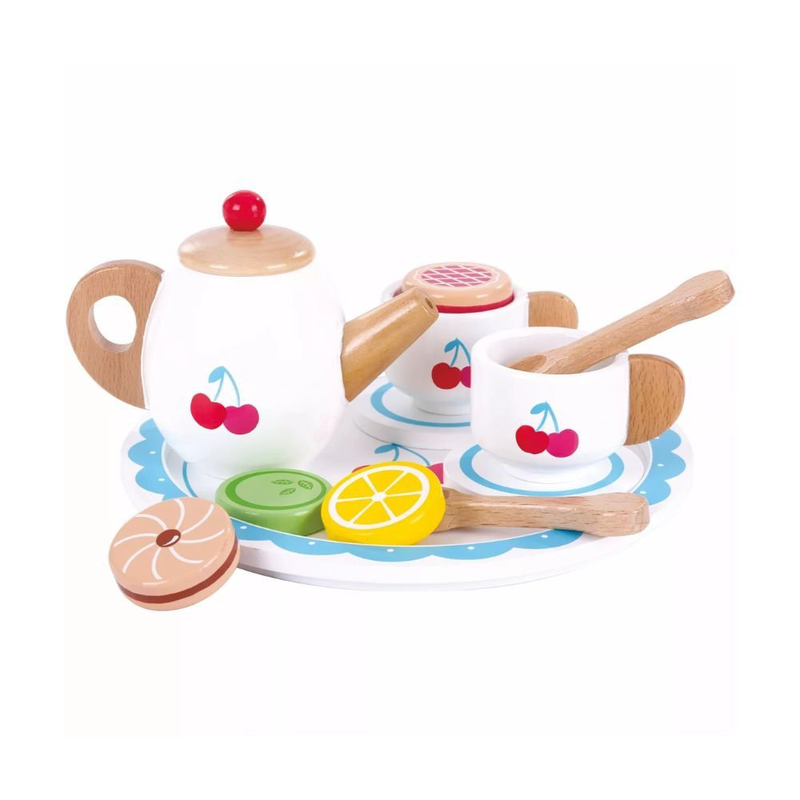 Product image: Phoohi ξύλινο σετ τσαγιού με δίσκο & αξεσουάρ, δημιουργικό παιχνίδι ρόλων για παιδιά από 3 ετών, , medium-null
