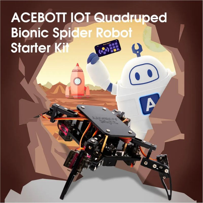 Quadruped bionic spider robot kit: (esp8266 & Wi-Fi) - acebott, , medium-null