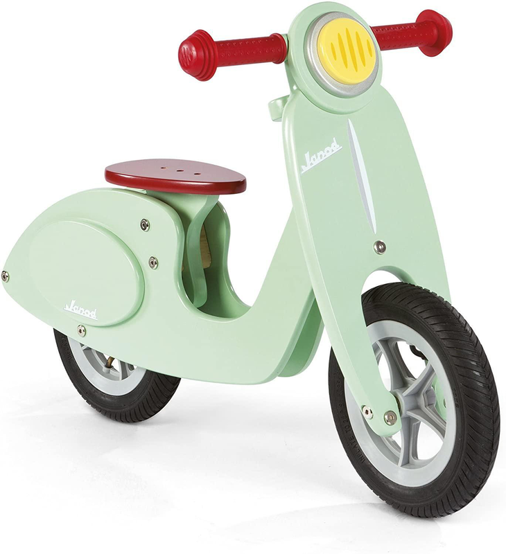 Janod wooden kids scooter mint - balance scooter with vintage retro look-null