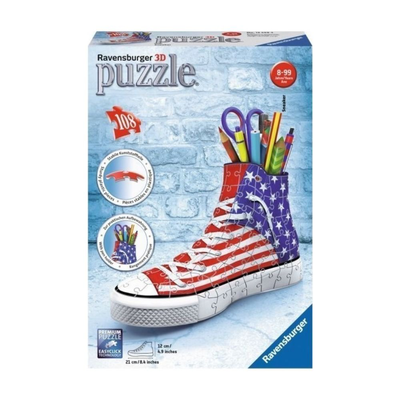 Ravensburger 3d puzzle παπούτσι sneaker με αμερικάνικη σημαία 108 κομμάτια & λειτουργική μολυβοθήκη, , medium