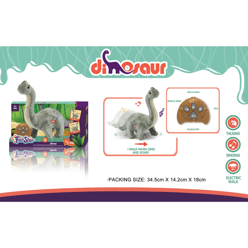 Remote controlled rc plush interactive tanystropheus dinosaur, , medium-null