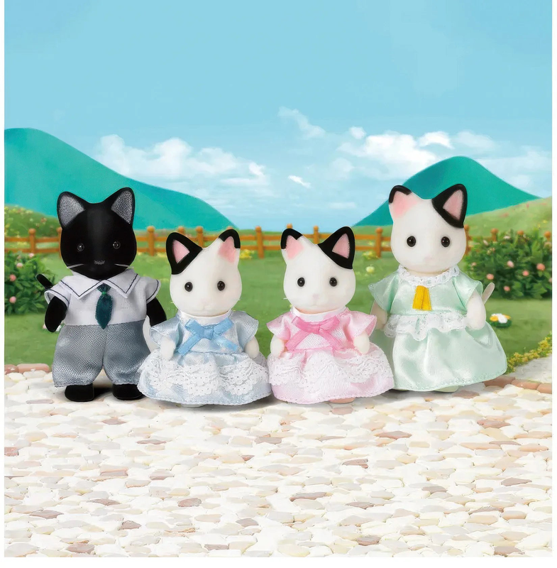 Sylvanian families tuxedo cat family, , medium image number null