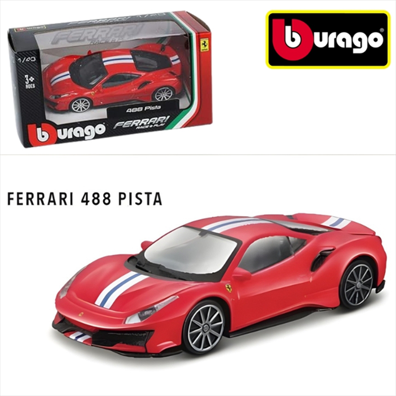 Bburago 1/43 ferrari 488 pista *race  play*, red/white/black, , medium-null