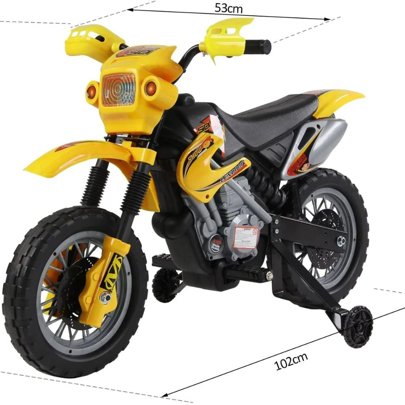 Product image: Ηλεκτροκίνητη παιδική motocross μοτοσικλέτα κίτρινη 6v, 4ah, , medium-null