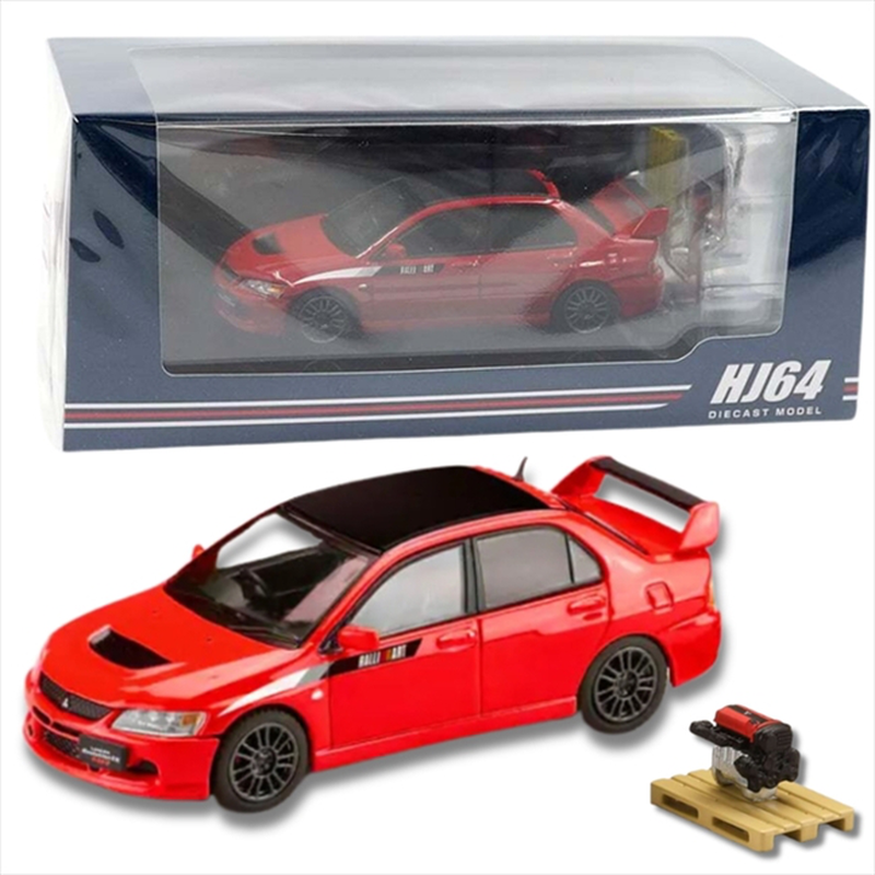 Hobby japan 1/64 mitsubishi lancer gsr evolution 9 mr gsr jdm customized version with engine red, , medium-null