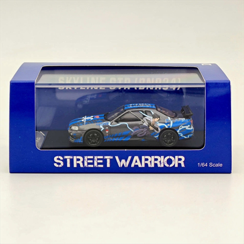 Street weapon 1/64 nissan skyline g-r r34 v-spec, naruto sasuke blue, , medium-null
