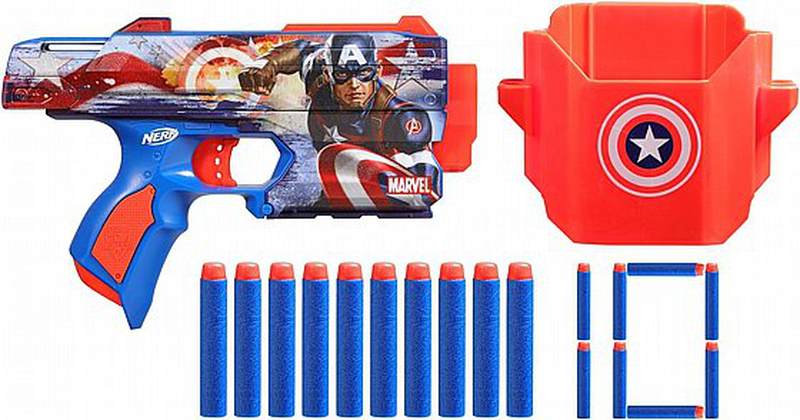 Nerf marvel captain america blaster & 10 darts 8y+, , medium image number null