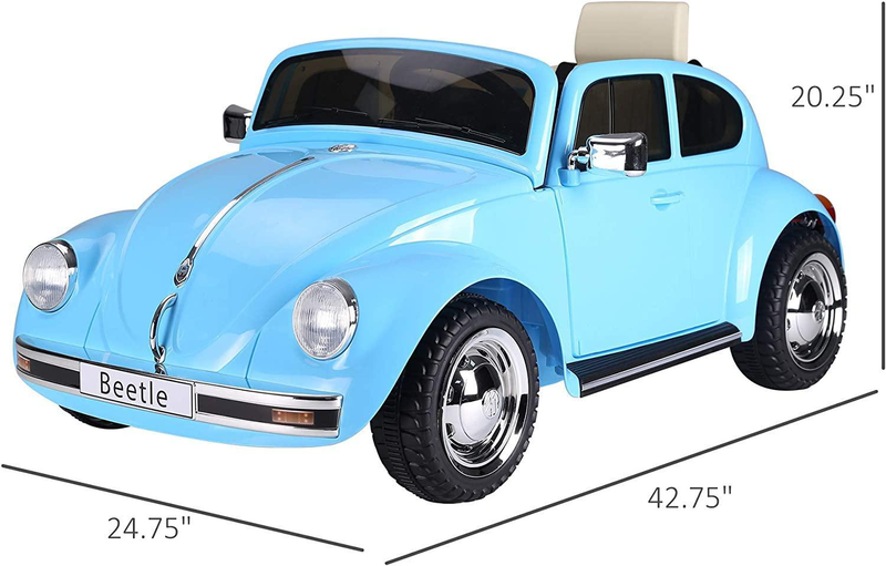 Vw beetle 12v battery ride-on car with remote control - blue, , medium-null