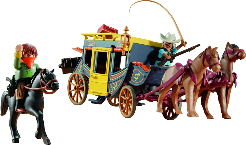 Playmobil stagecoach robbery in the wild west, , medium-null