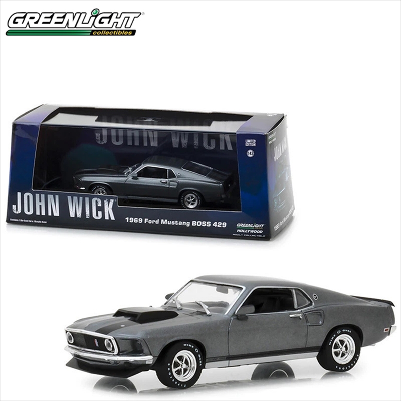 Greenlight 1/43 1969 ford mustang boss 429 *john wick*, grey, , medium-null