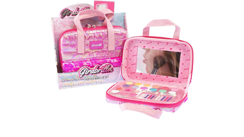 Girabrilla 19044 make-up set magenta makeup case with eyeshadows, lip gloss and nail polish, , medium-null