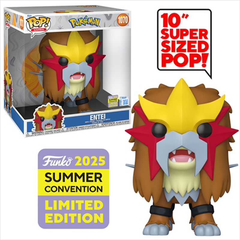 Product image: Funko pop! Jumbo: pokemon - entei convention special edition #1070 vinyl figure 10, , medium-null