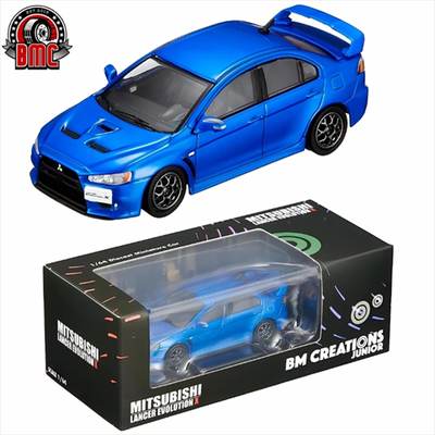 Bm creations mitsubishi lancer evo x blue rhd 1:64 scale, , medium