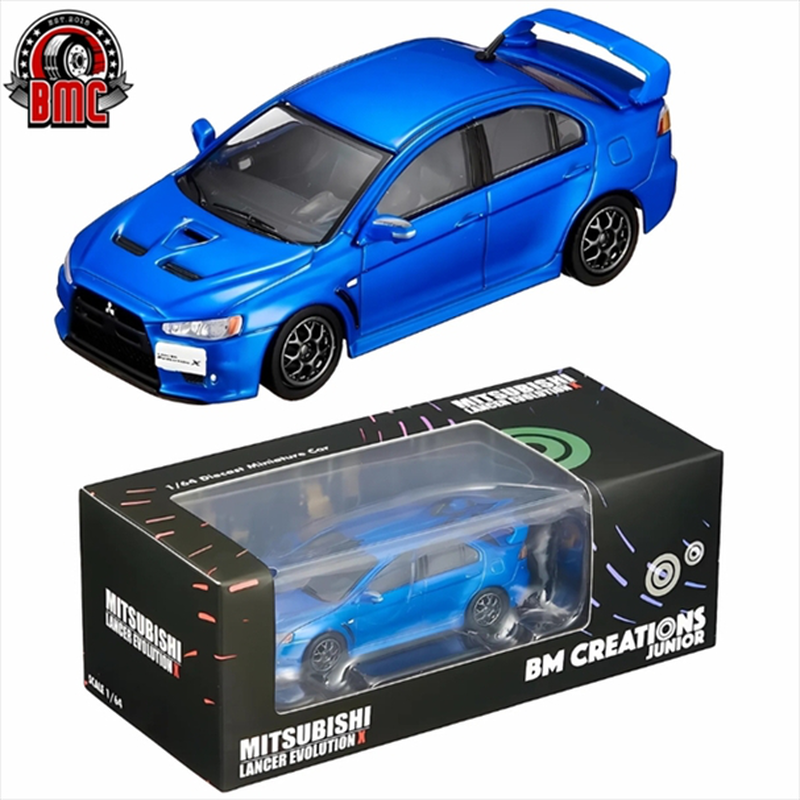 Product image: Bm creations mitsubishi lancer evo x blue rhd 1:64 scale, , medium-null
