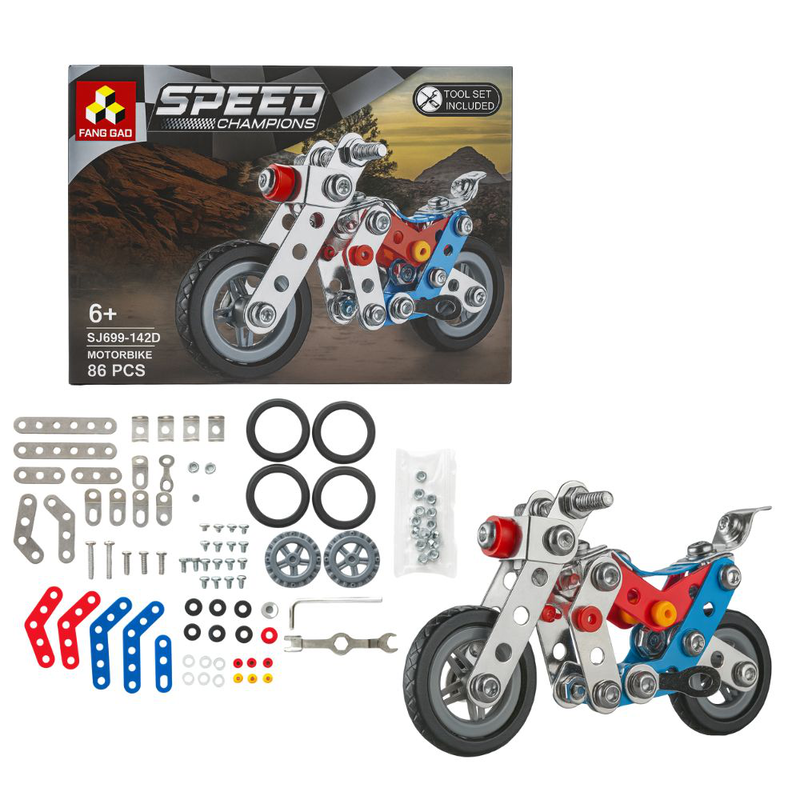 Fang gao speed champions motorbike, σετ κατασκευής μηχανής με 86 τεμάχια & εργαλεία (6+), , medium-null