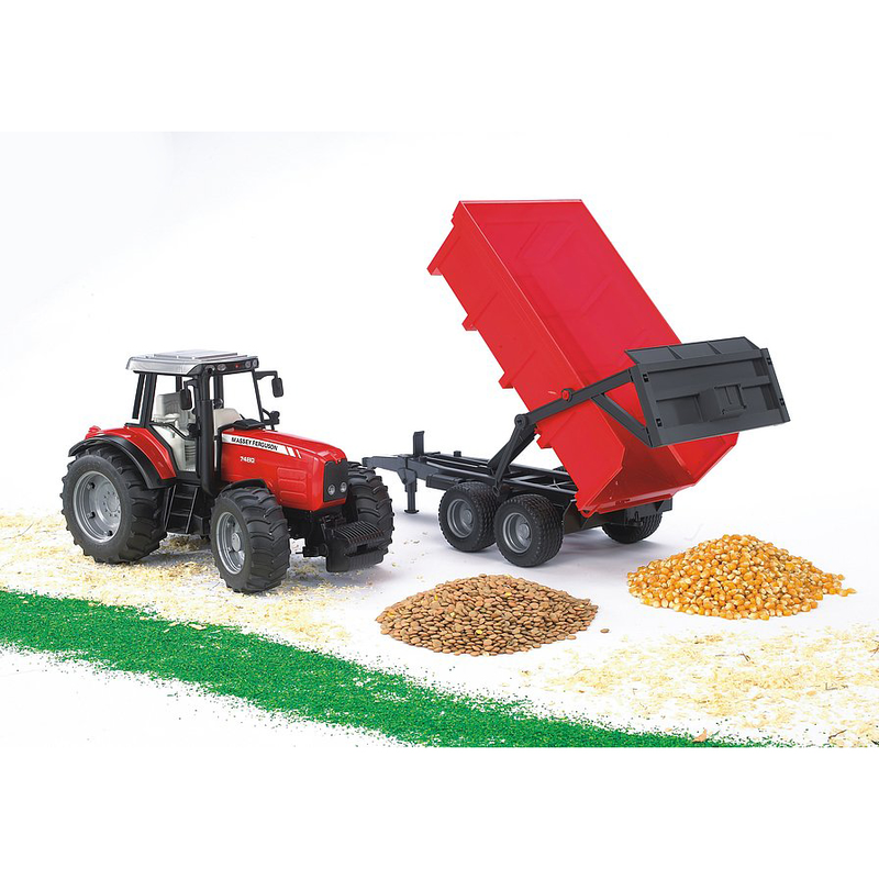 Massey ferguson 7480 with tipping trailer, , medium-null
