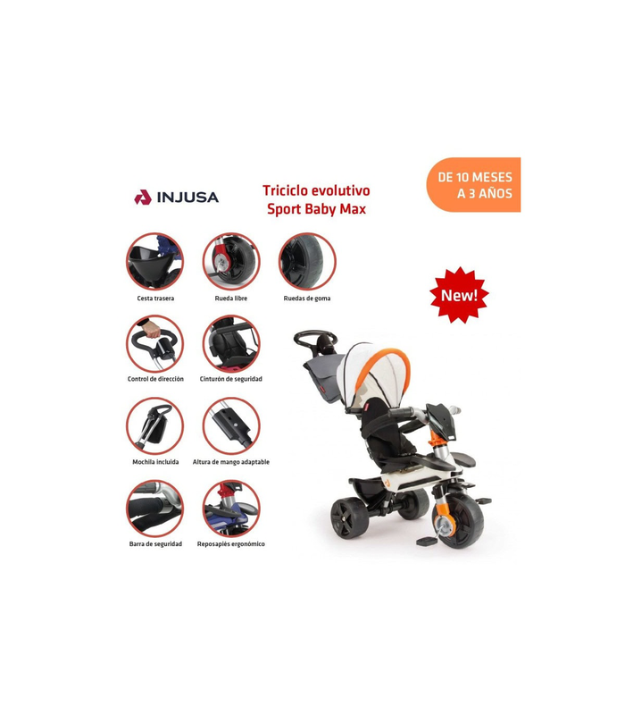 3241/001 injusa tricycle sport baby comlet, , medium-null