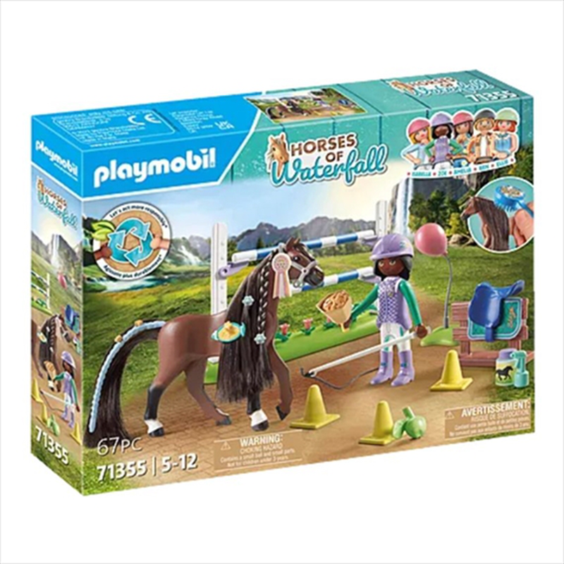 Playmobil 71355 horses of waterfall - jumping arena with zoe and blaze, , medium-null