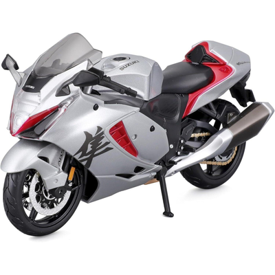 Maisto suzuki hayabusa 2022 μοντέλο μοτοσικλέτας σε κλίμακα 1:12, με ανάρτηση και αναδιπλούμενο πλαϊνό σταντ, ασημί 31101 / 34, , medium