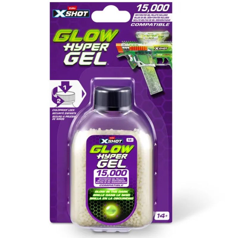 Zuru x-shot hyper gel glow in the dark 1500pk refill darts 36785, , medium-null
