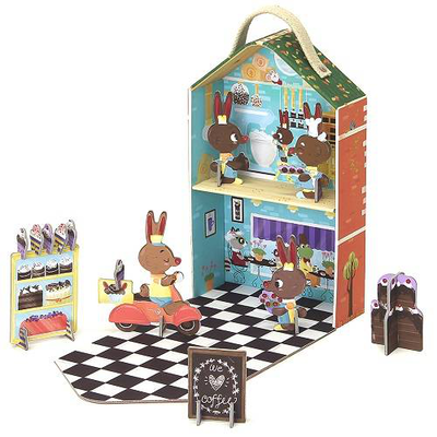 Bakery travel playset - printed cardboard bunny bakery, , medium