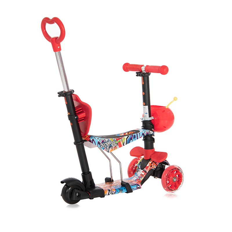 Lorelli scooter smart plus graffiti 3 σε 1 τρίτροχο πατίνι red 3y+, , medium-null