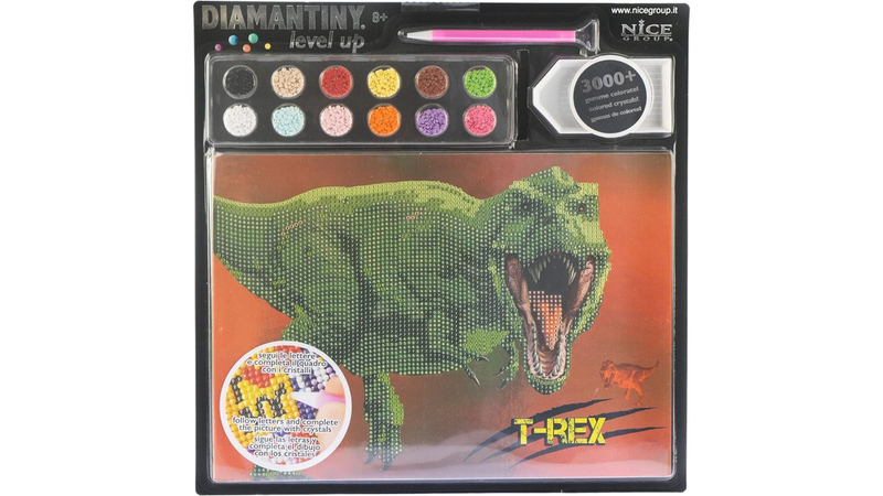 Diamantiny level up dinosaurs crystal art activities diamond painting kit t-rex, , medium-null