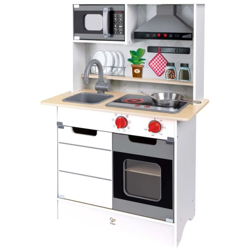 Hape playfully delicious wooden kitchen super serve e3211a, , medium-null