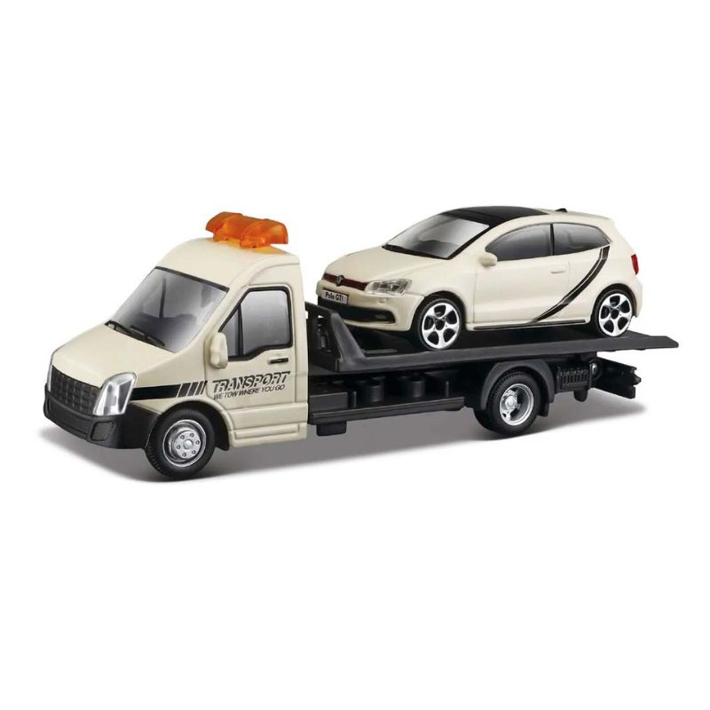 Bburago 1:43 streetfire - flatbed with mini cooper s - orange, , medium-null