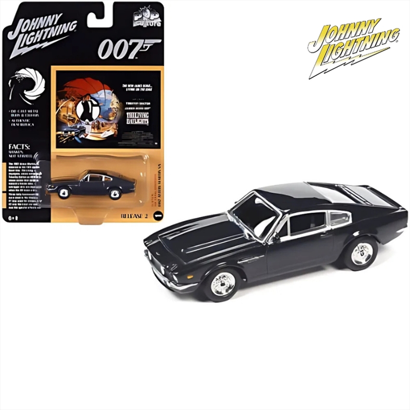 Johnny lightning 1/64 silver screen machines diorama 1987 aston martin v8 black, , medium-null