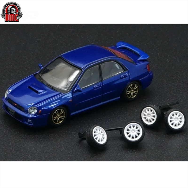 Bm creations 2001 subaru impreza wrx rhd with extra wheels, scale:1/64 blue, , medium-null