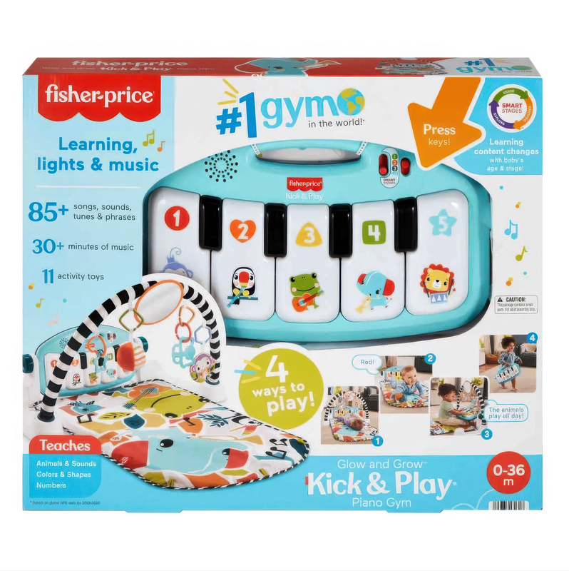 Fisher-price baby activity mat glow and grow kick & play piano gym, , medium-null