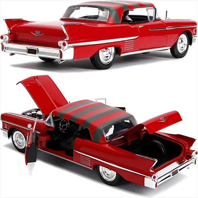 Jada #253255004 1/24 1958 cadillac series 62 with diecast freddy krueger figure, , medium-null