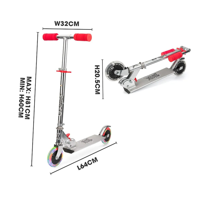 Product image: Xootz light up led folding scooter - red, , medium-null